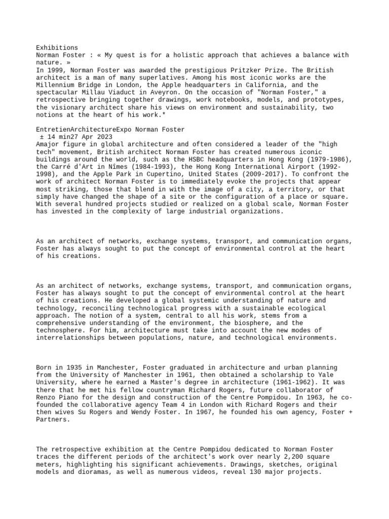 Norman foster my quest for a holestic approach that achieves balane