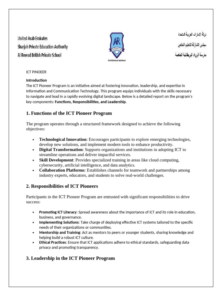 UAE ICT Pioneer Program Overview | PDF | Information And Communications ...