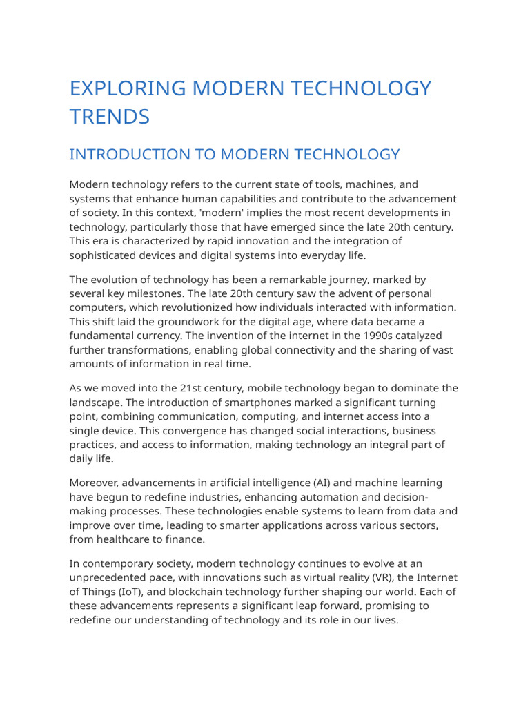 Modern Technology Trends Overview | PDF | Renewable Energy ...