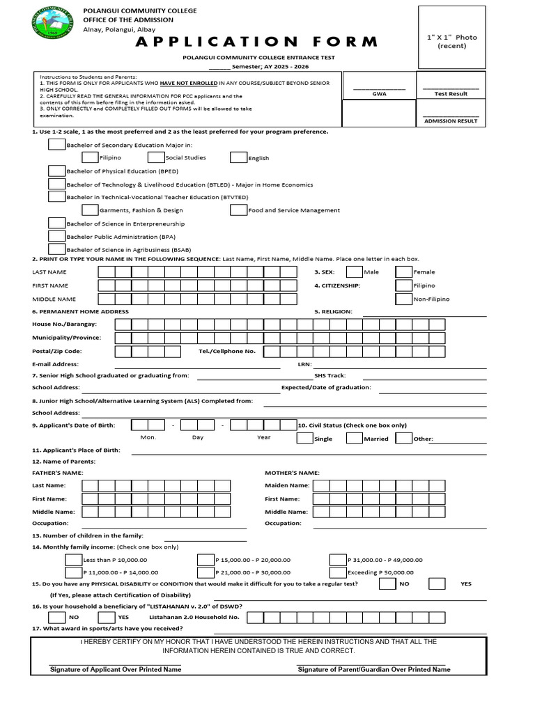 Application Form | PDF | Schools