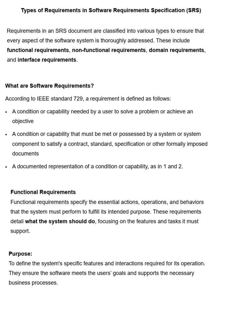 Types of Software Requirements Explained | PDF | Usability | System