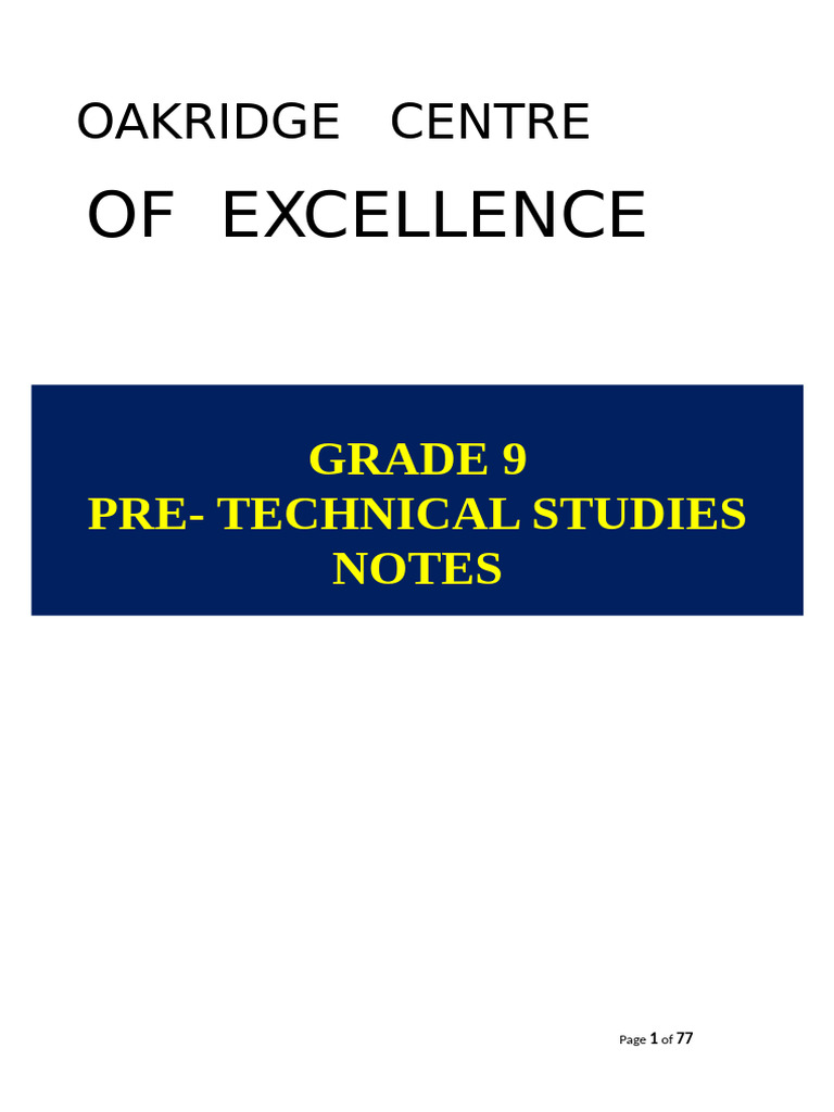 Grade 9 Pre-Technical Studies Notes | PDF | Waste | Wood
