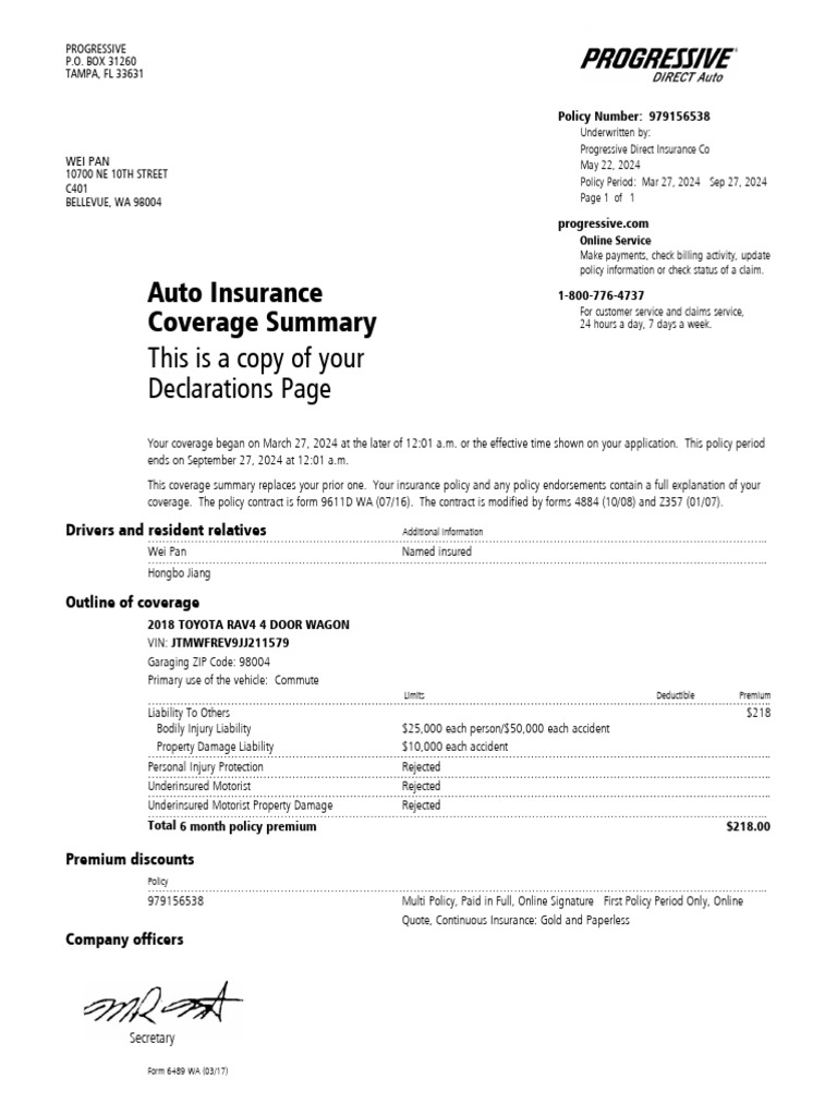 Declarations Page | PDF | Vehicles | Business Law