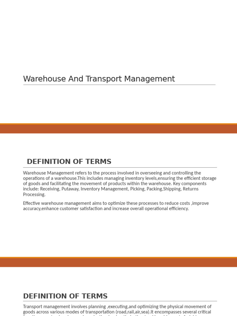 Warehouse and Transport Management Overview | PDF | Warehouse | Logistics