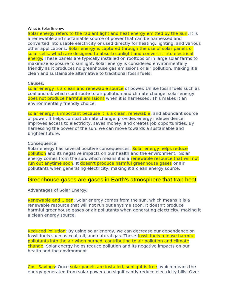 Advantages and Disadvantages of Solar Energy | PDF | Renewable Energy ...