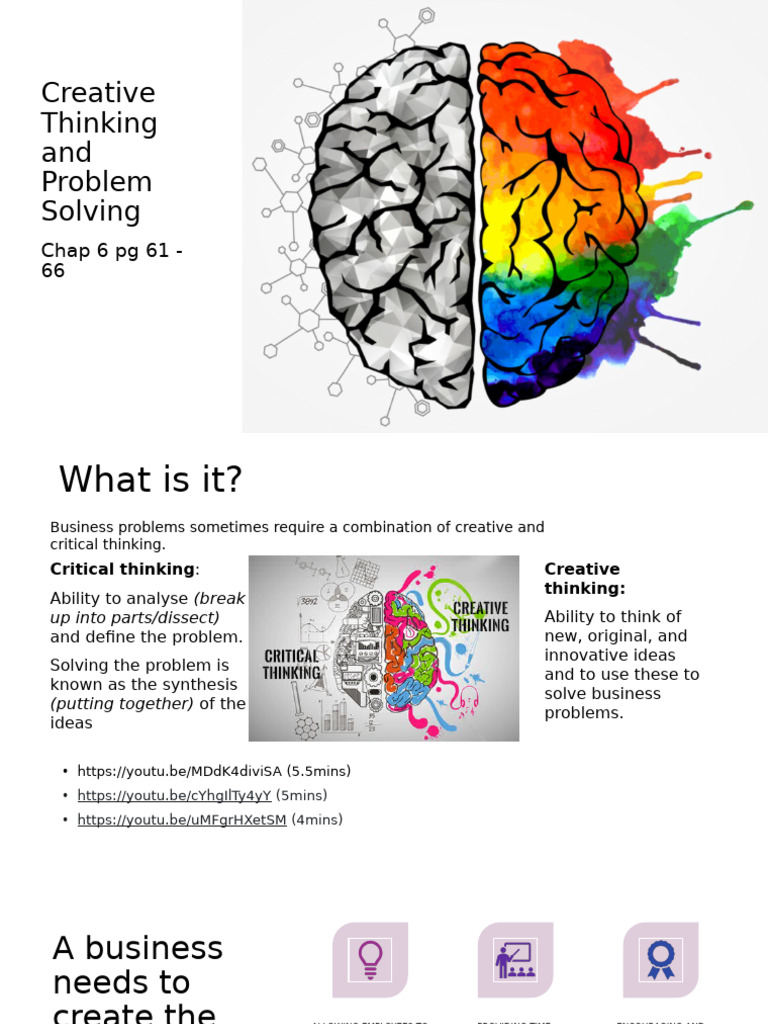 Creative Thinking and Problem Solving - Business Studies Gr11 | PDF ...