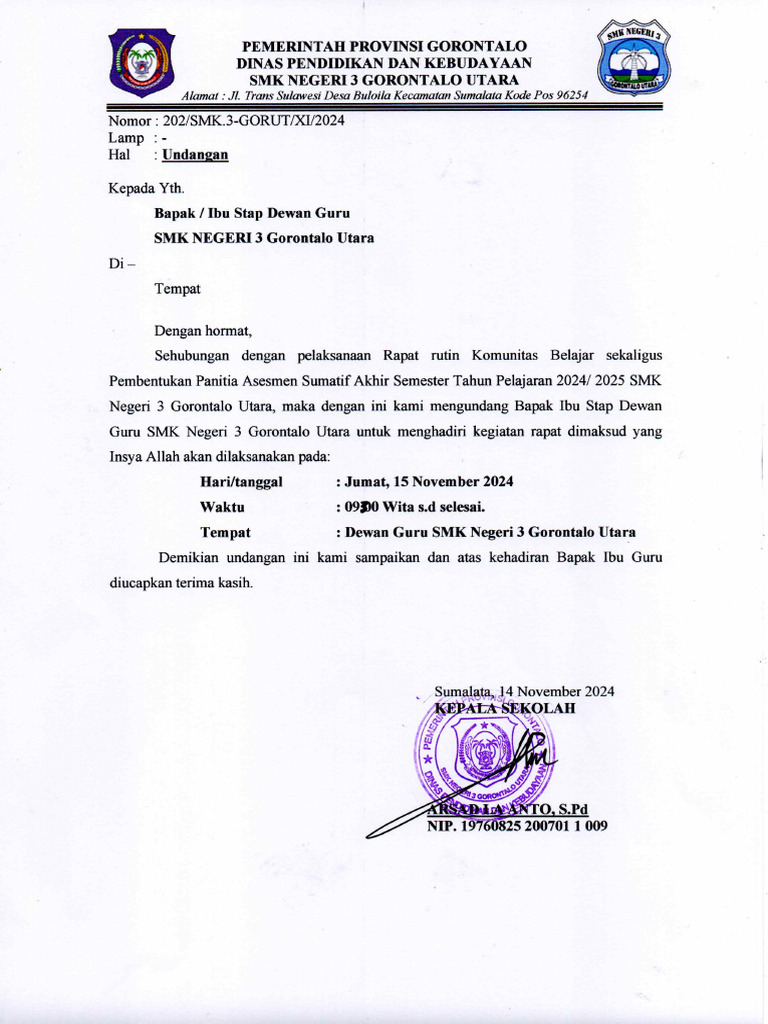 Undangan Rapt Pembntukan Panitia | PDF