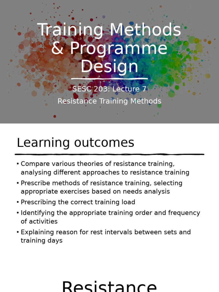 Resistance Training Methods Overview | PDF | Strength Training | Muscle ...