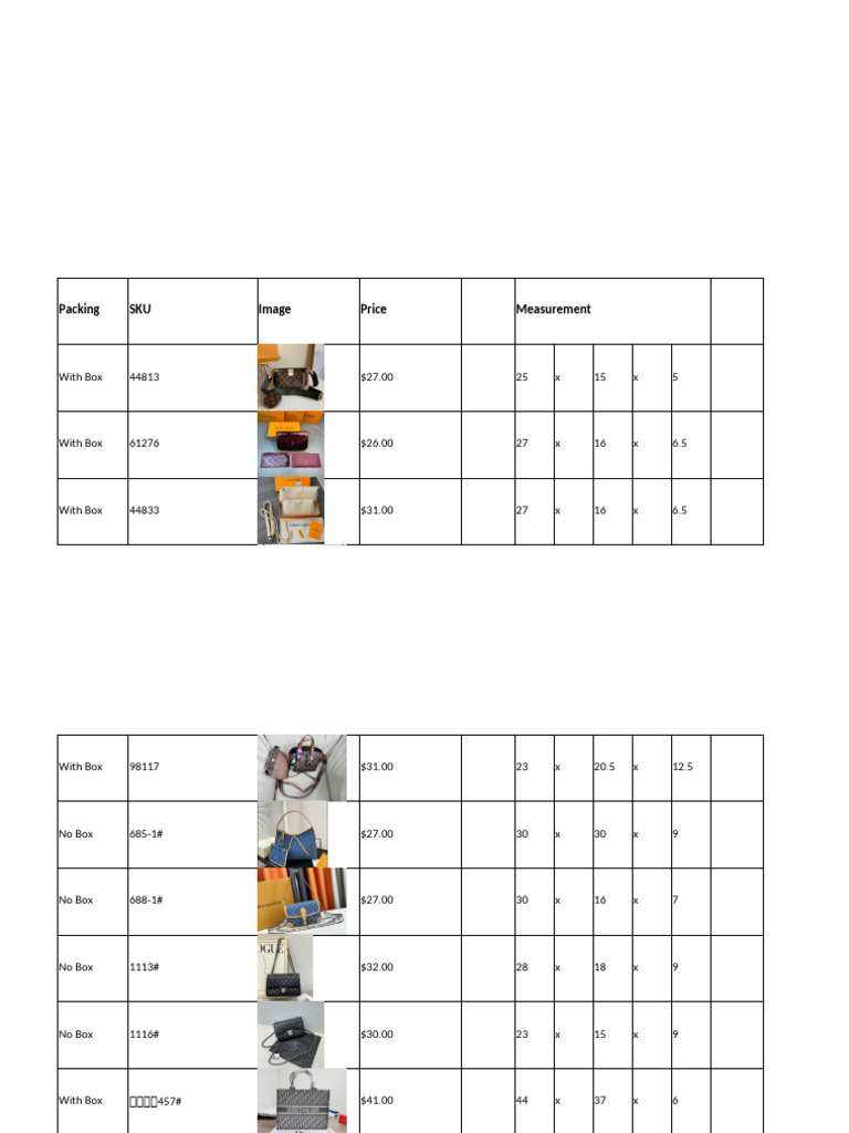 Product Packing Details and Pricing | PDF