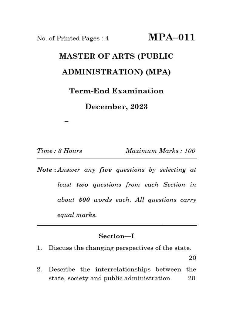 State, Society & Public Administration Exam | PDF