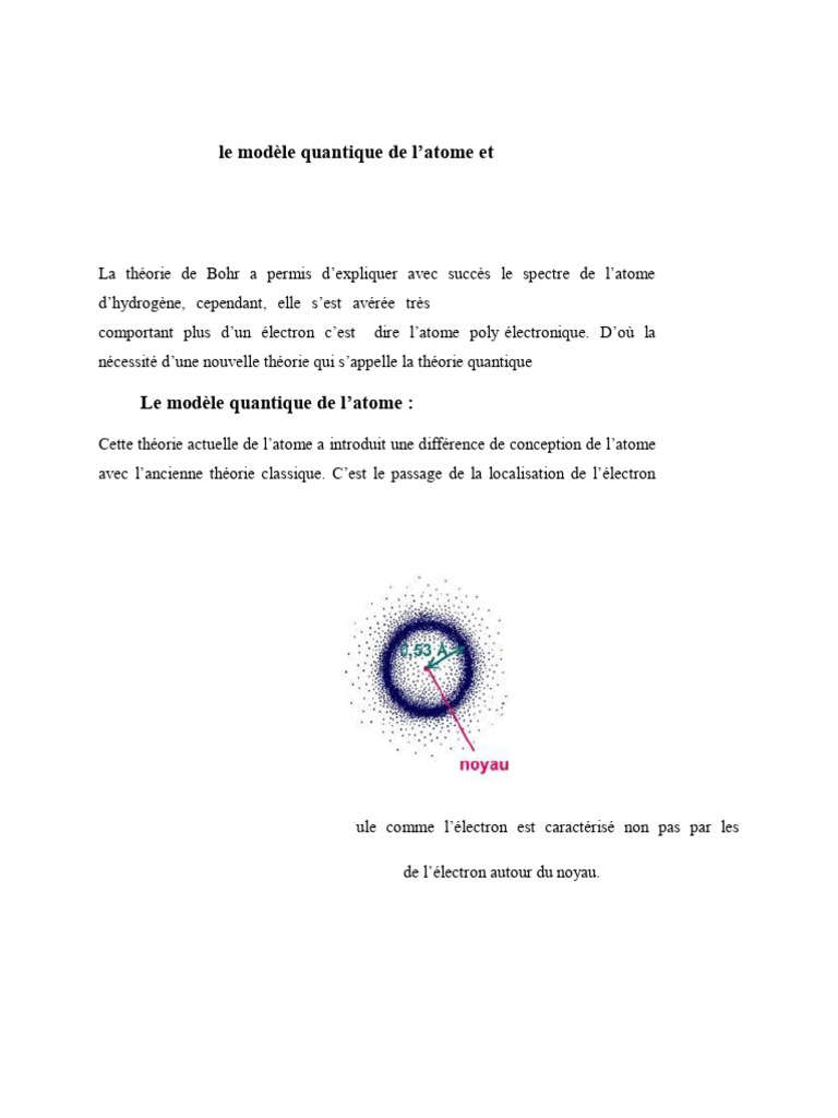 Modèle quantique et classification atomique | PDF | Orbitale atomique ...