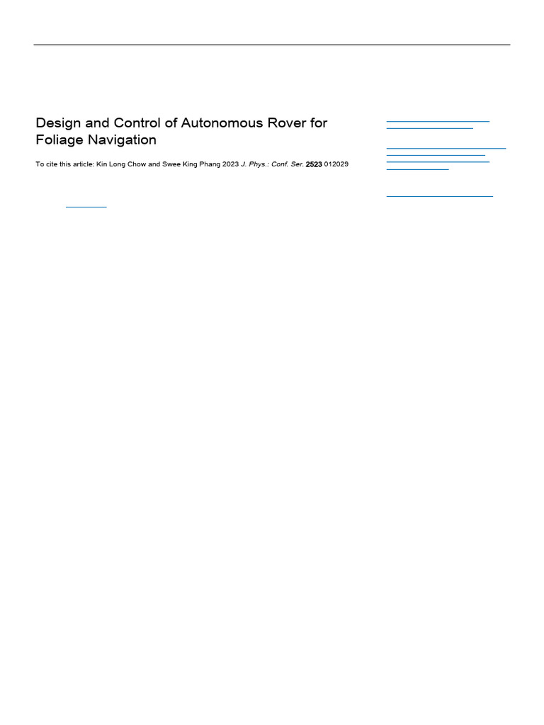 Autonomous Rover for Foliage Navigation | PDF | Lidar | Torque