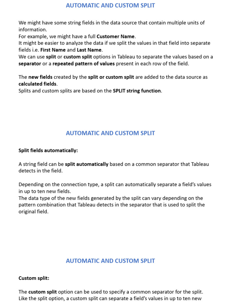 Tableau String Splitting Guide | PDF | Data Type | Data