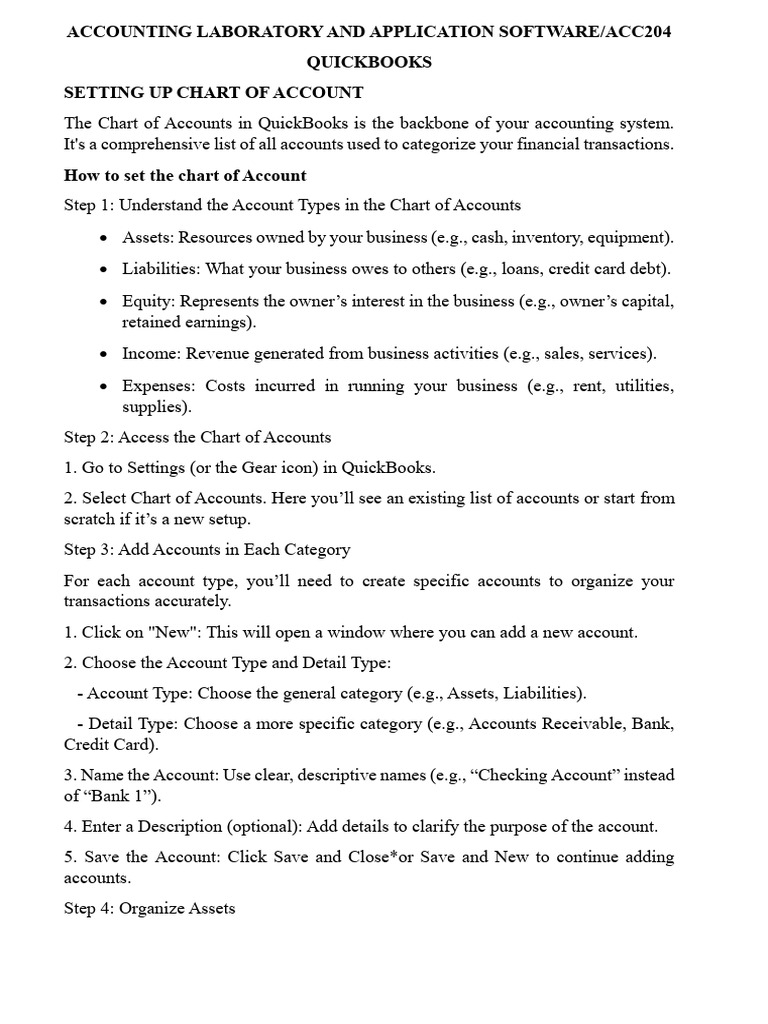 Setting Up Chart o Accounts PDF Debits And Credits