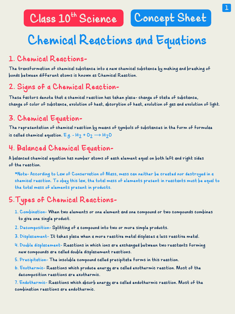 10th Science Formula Book - FINAL - 1 | PDF | Chemical Reactions | Acid