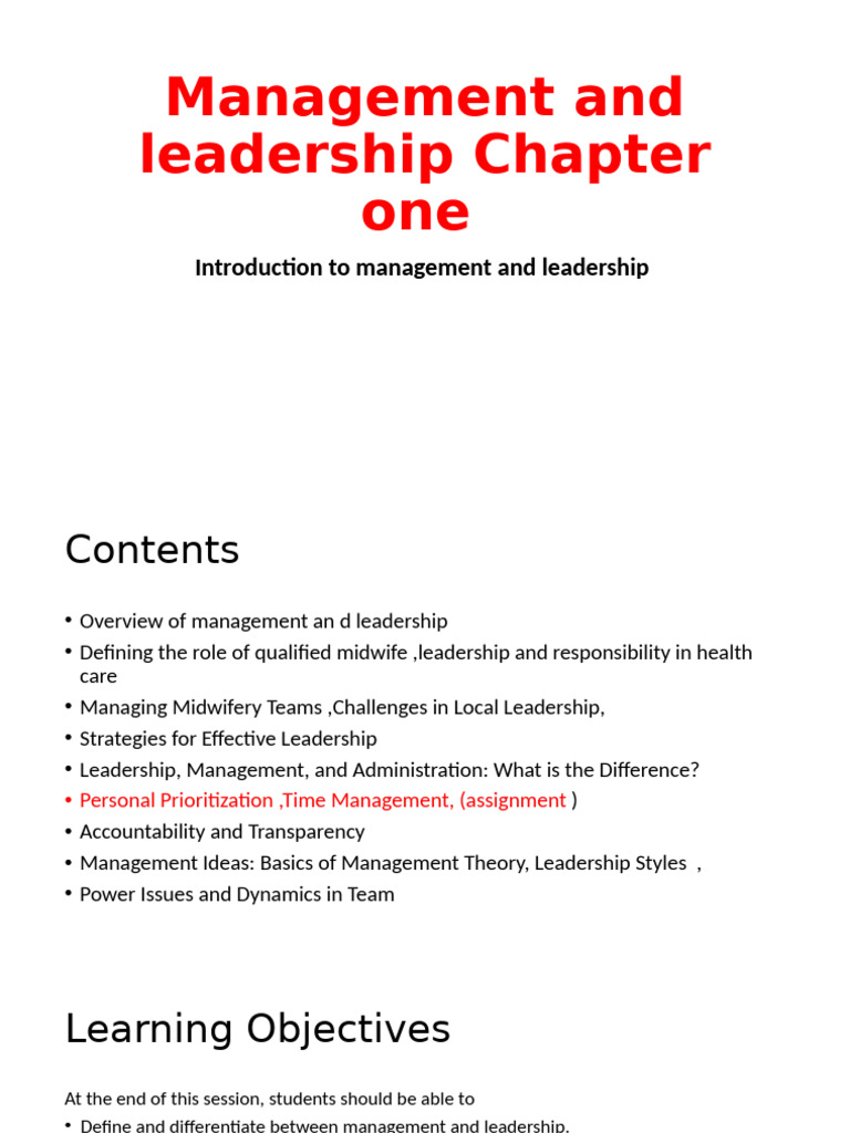 Management and Leadership Chapter One | PDF | Leadership | Power ...