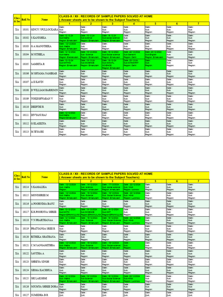 HOME EXAM - SAMPLE PAPER RECORDS - Google Sheets | PDF | Science ...