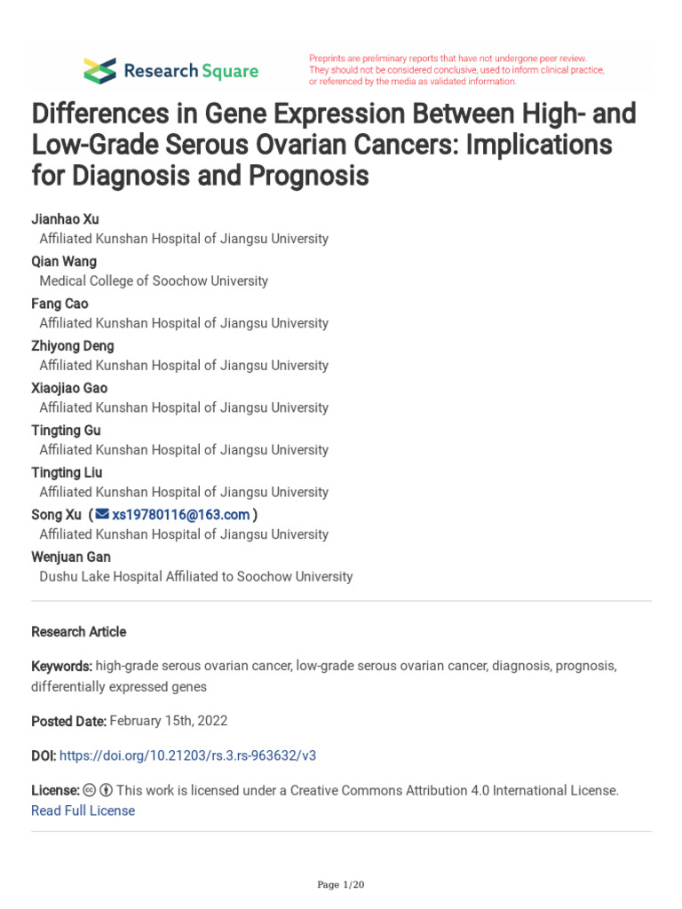 Differences in Gene Expression Between High - and L | PDF | Ovarian ...
