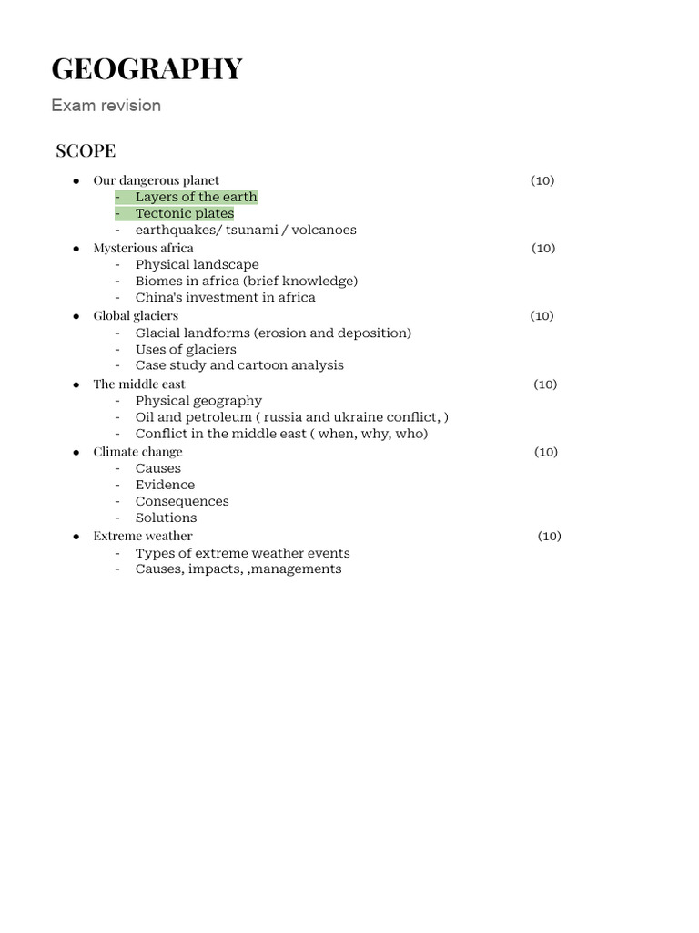 Geography Exam Revision Guide | PDF | Plate Tectonics | Convection