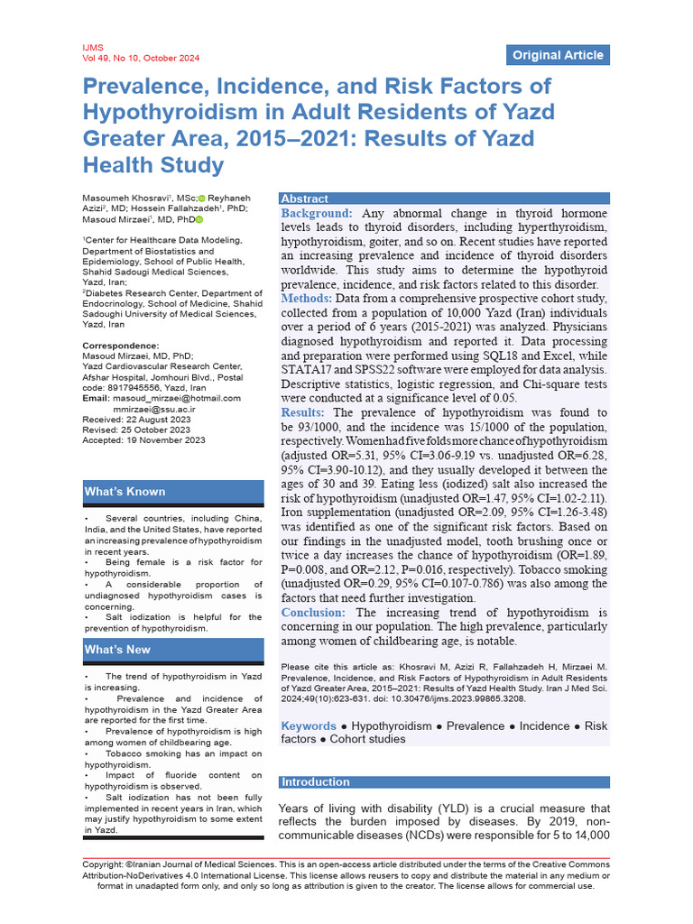 IJMS - Volume 49 - Issue 10 - Pages 623-631 | PDF | Thyroid | Medical ...