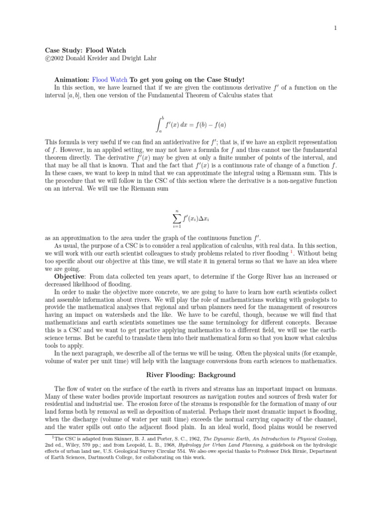 Flood Watch Case Study Analysis | PDF | Discharge (Hydrology) | Rain