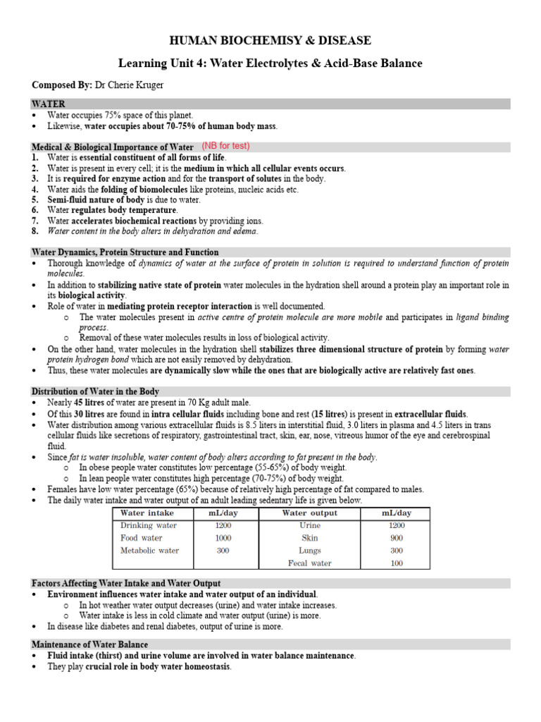 LU4 Water Electrolytes Acid-Base Balance | PDF | Buffer Solution ...