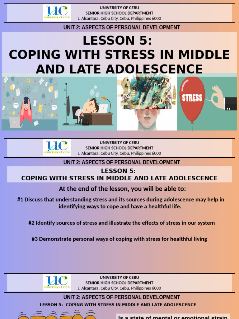 Kopya NG Lesson 5 Coping With Stress in Middle and Late Adolescence ...