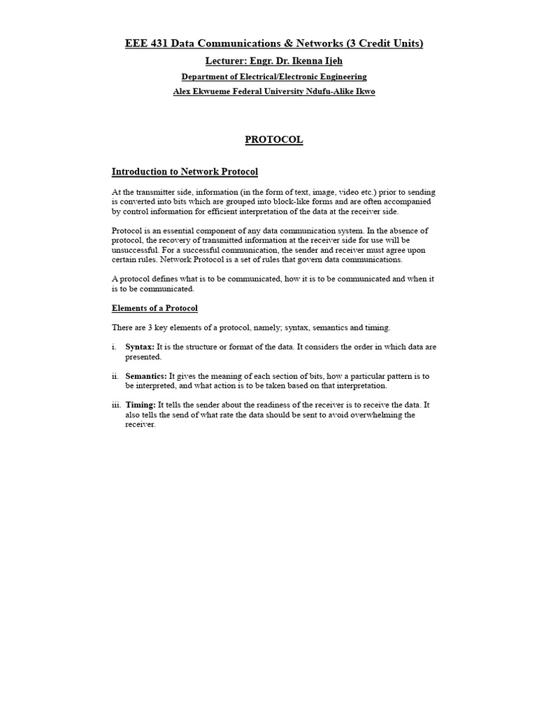 Eee 431 - Protocols - Iso-Ieee | PDF | Osi Model | Computer Network