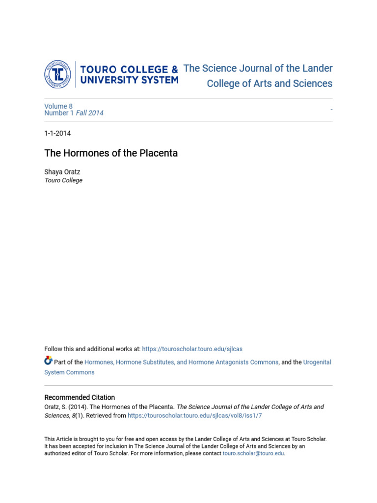 The Hormones of The Placenta | PDF | Placenta | Menstrual Cycle