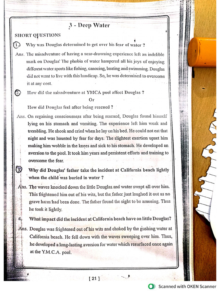 Deep Water Class 12 | PDF