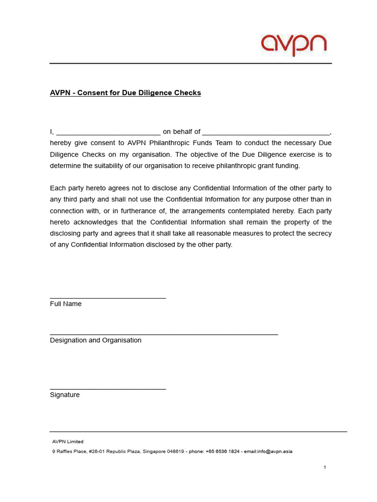 Due Diligence Consent - Template | PDF