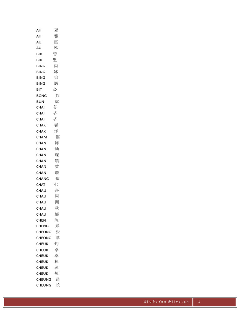 香港拼音姓名翻译| PDF