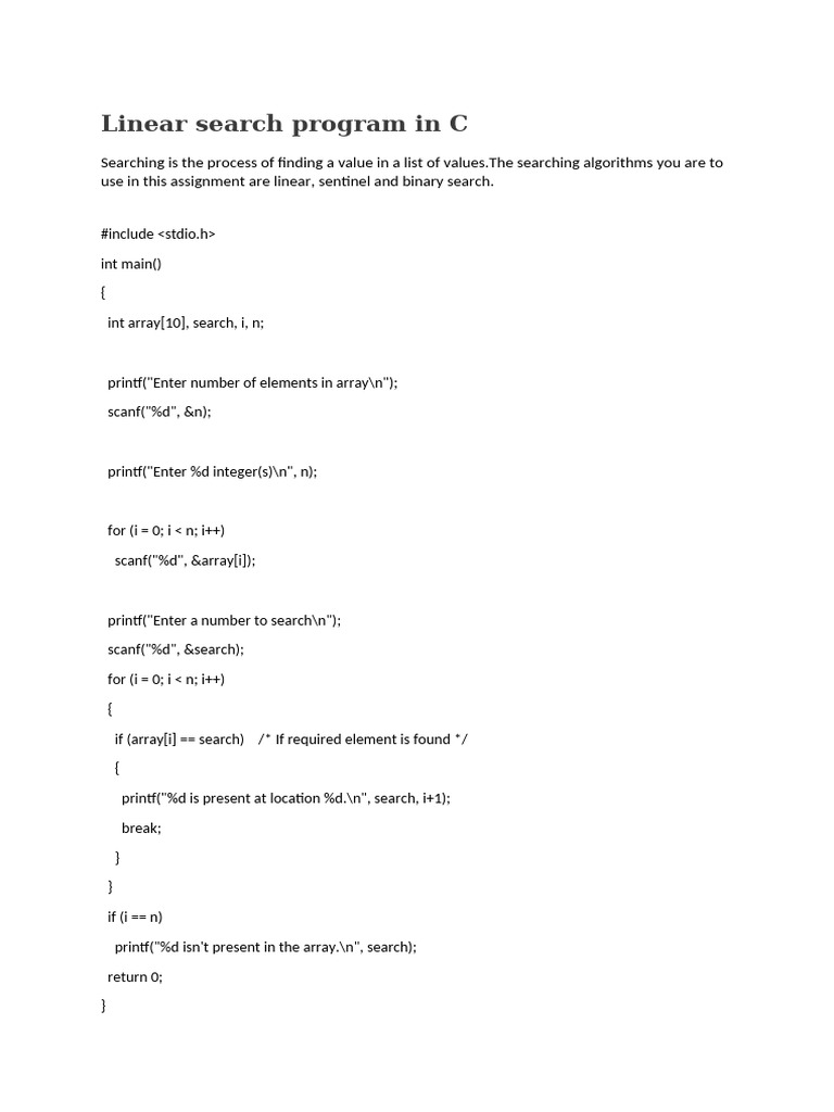 C Programs for Search and Sort Algorithms | PDF | Applied Mathematics ...