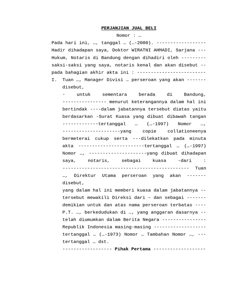 Perjanjian Jual Beli Tanah dan Bangunan | PDF