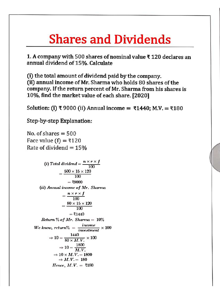 Shares and Dividends | PDF