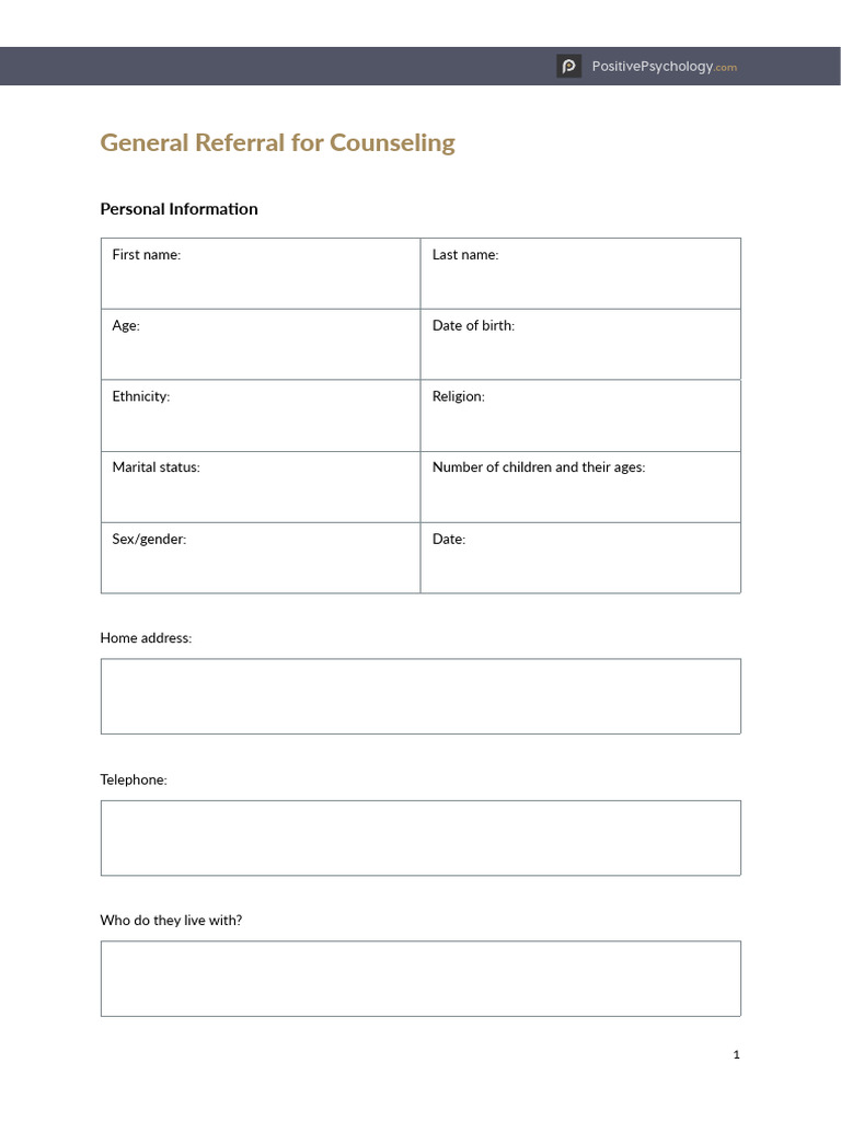 General Referral For Counseling | PDF | Bullying | Psychological Concepts