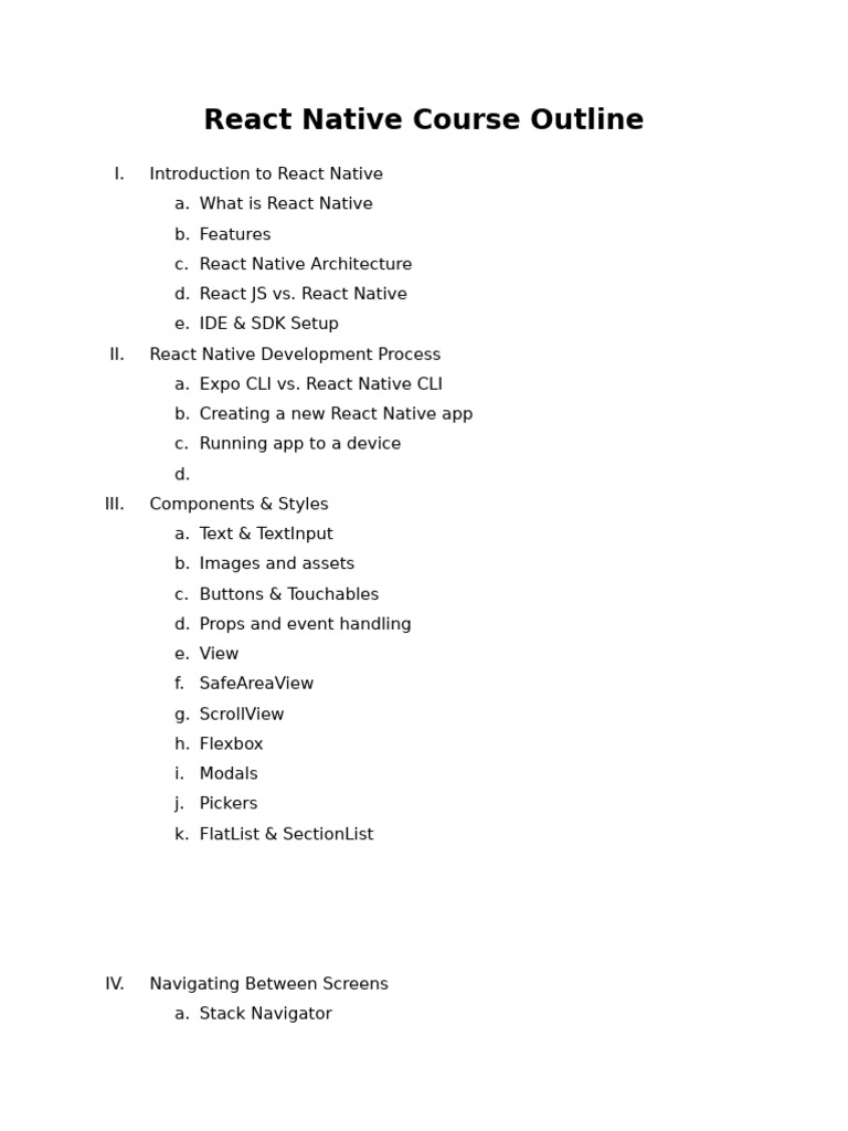 React Native Course Outline | PDF