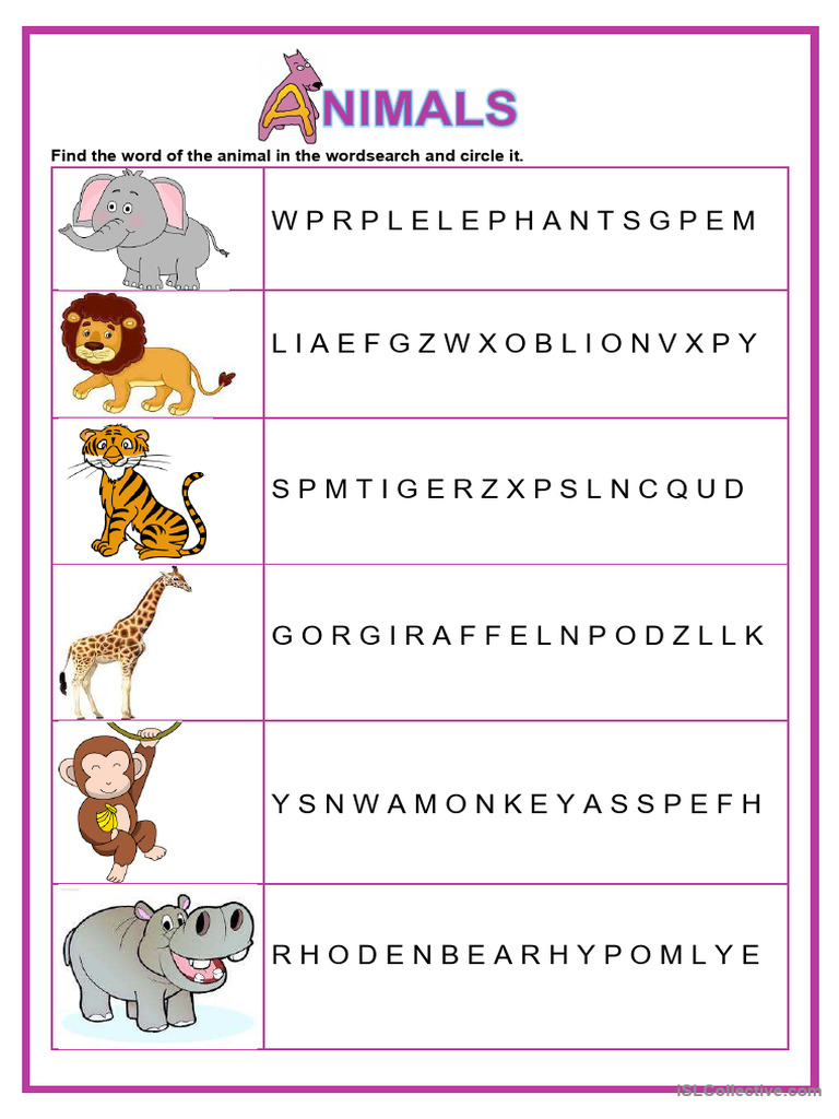 Wordsearch - Wild Animals | PDF