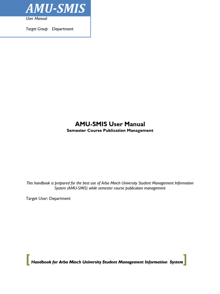 AMU-SMIS Course Publication Guide | PDF | Menu (Computing) | Software