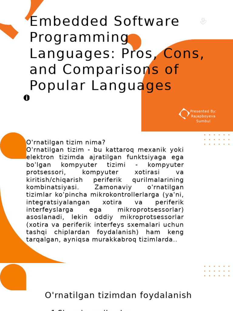 Embedded System Programming Language ,Cons,Pros (1) | PDF