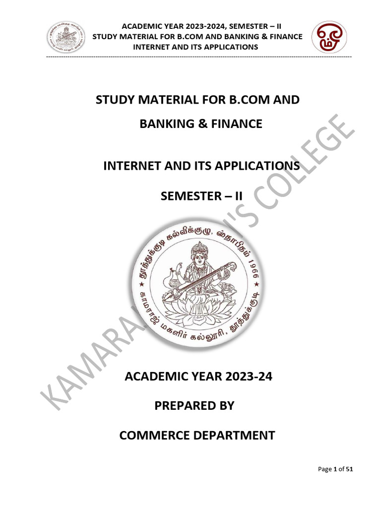 Internet Applications Study Material B.Com | PDF | Broadband | Digital ...