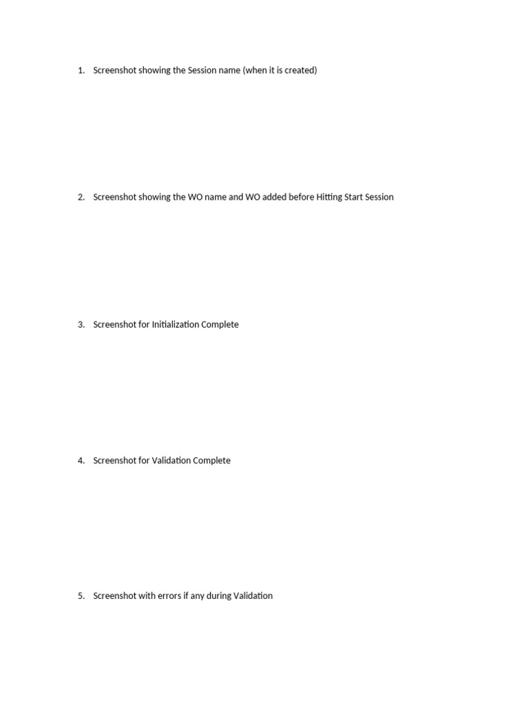 Workflow Session Screenshots Guide | PDF
