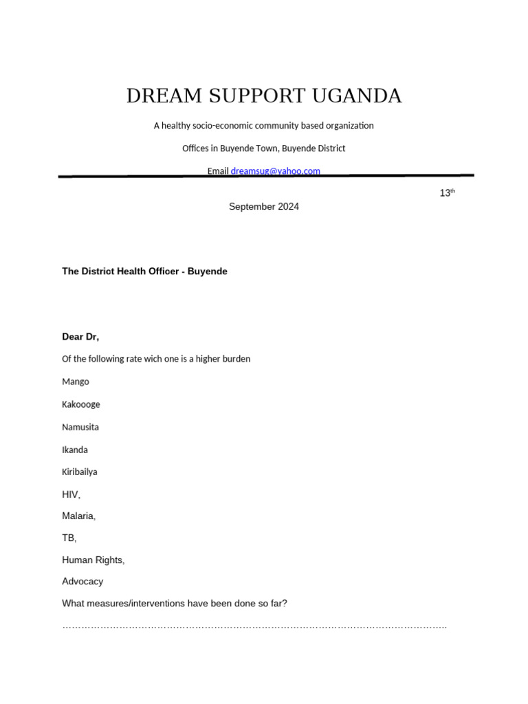Dream Support Uganda | PDF