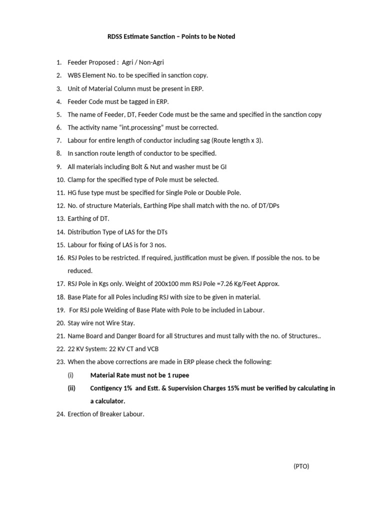 RDSS Estimate Sanction - Points To Be Noted | PDF | Electrical ...