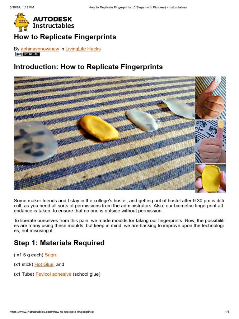 DIY Fingerprint Replication Guide | PDF | Adhesive | Fingerprint