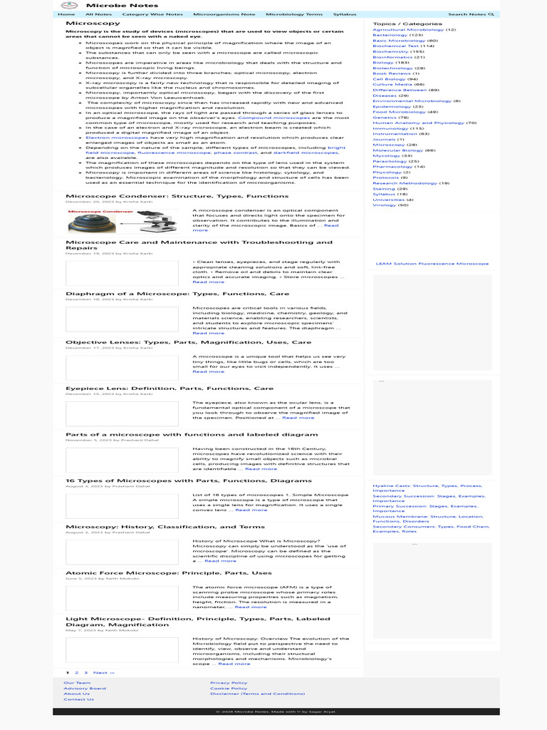 5microscopy Notes Microbe Notes PDF Microscope Microbiology