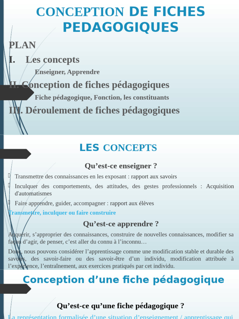 Fiches Pédagogiques : Guide de Conception | PDF