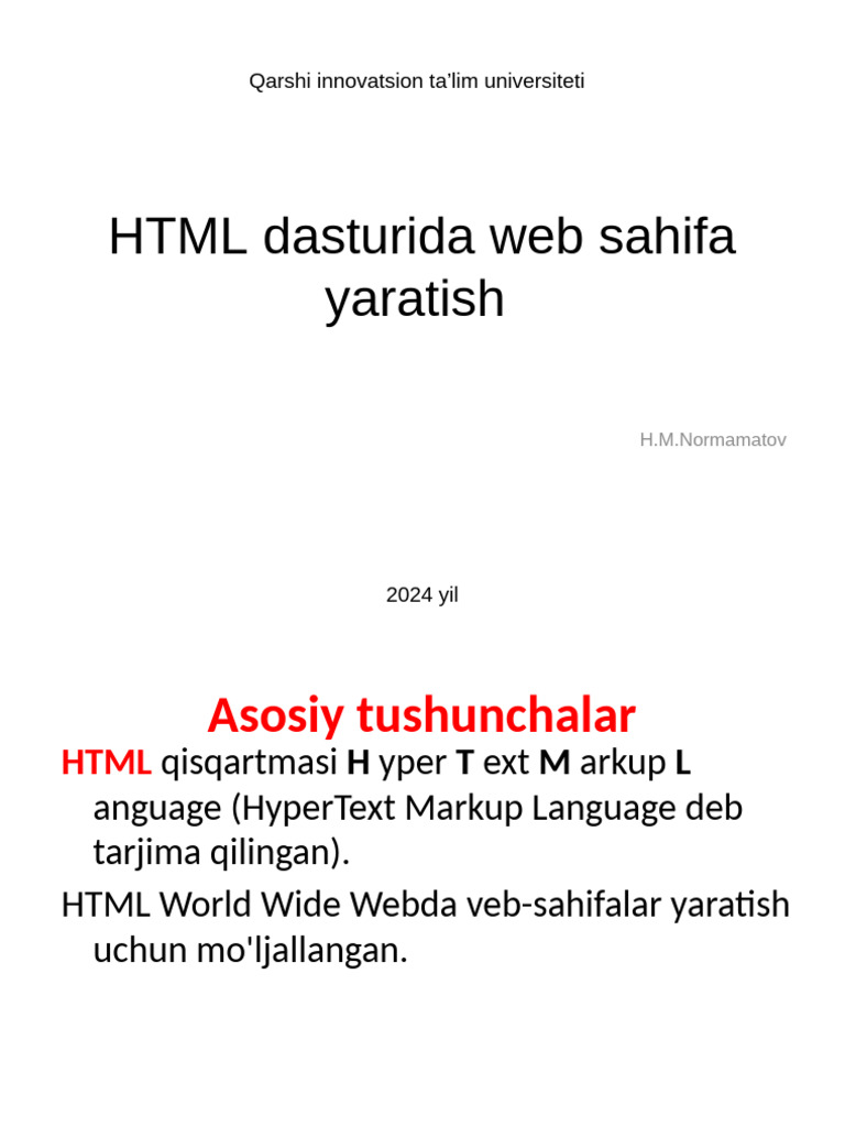 html web sahifa yaratish
