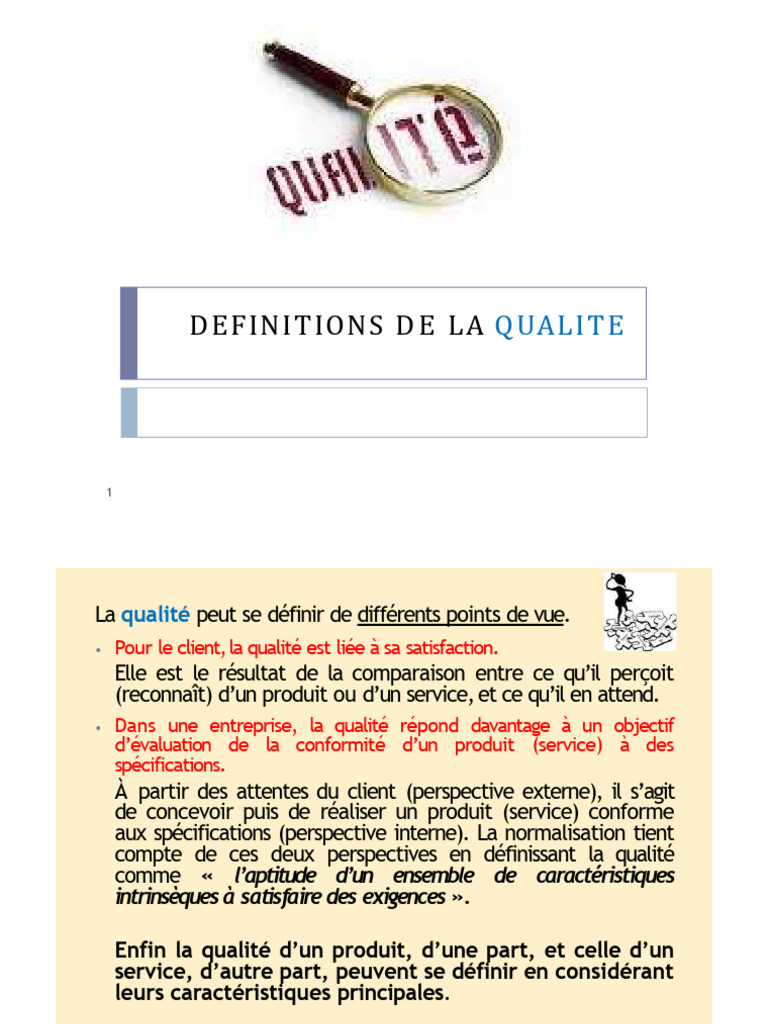Définition de la qualité produit | PDF | la perception | Commercialisation