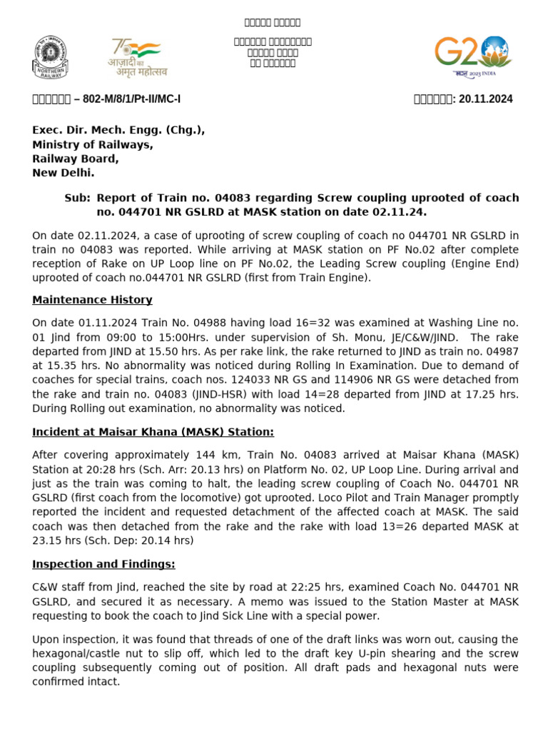 Screw Coupling Incident Report for 04083 | PDF | Mechanical Engineering